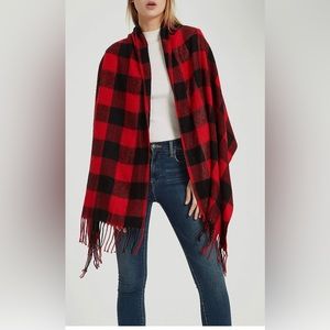 Red and Black Plaid Blanket Scarf